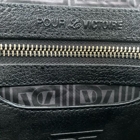 Pour la Victoire Purse Black Cream Leather Crossbody Handbag Retro Casual - Picture 11 of 14